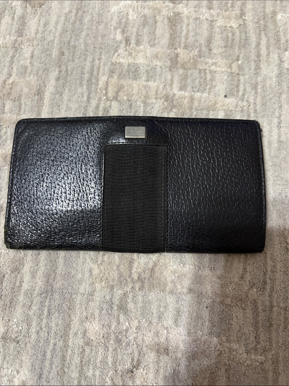 Gucci Black Leather Wallet with Elastic Strap
